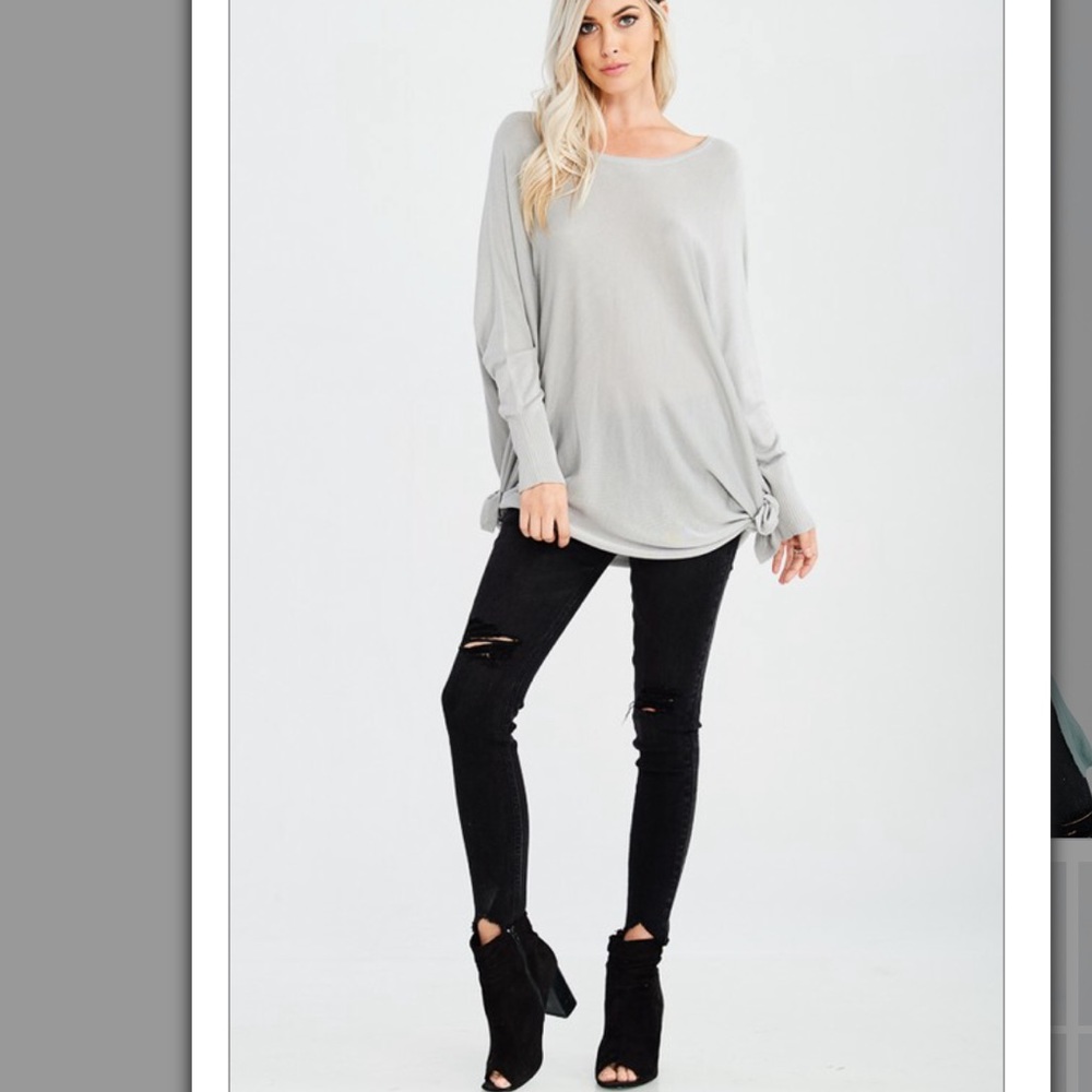 ✨LAST 2 Silver side Tie long sleeve light knit top - Picture 5 of 8